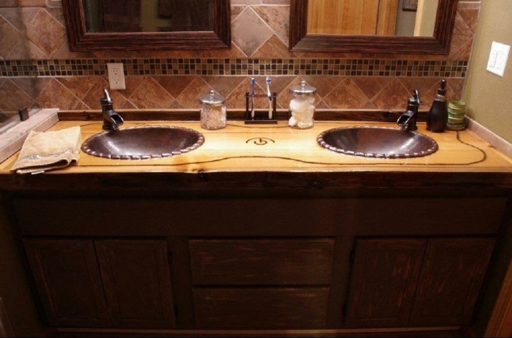 19 Oval Copper Bath Sink With Decorative Rope Rim Vanity Sinks