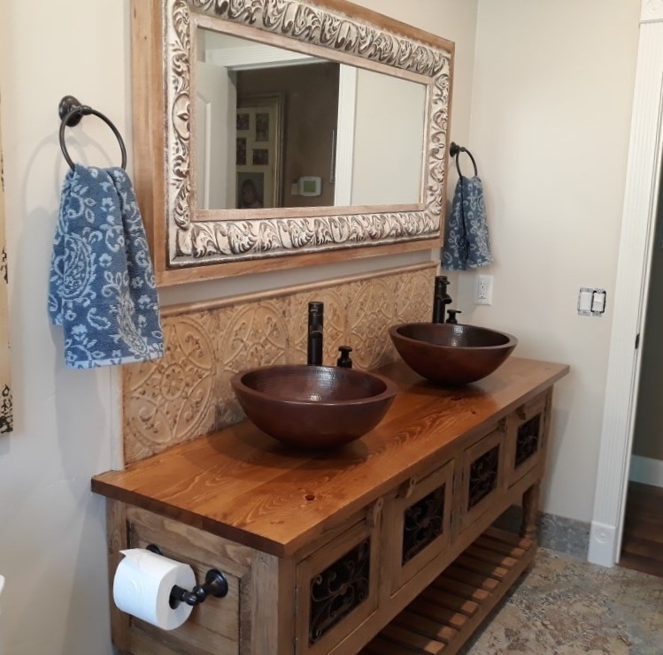 hammered copper sink bathroom