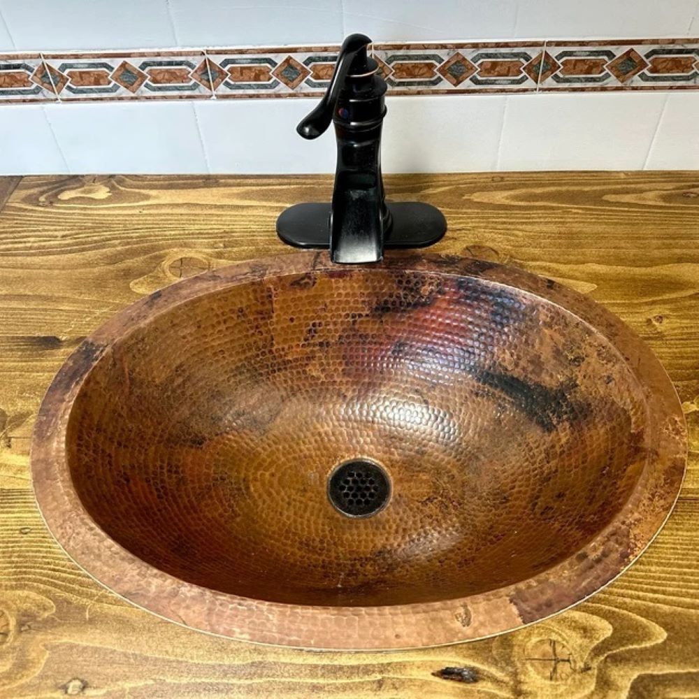 19 Oval Copper Bath Sink In Natural Patina Vanity Sinks