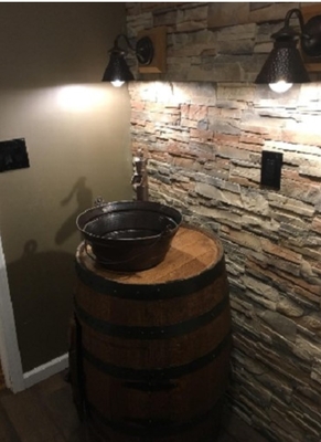 barrel sink bathroom