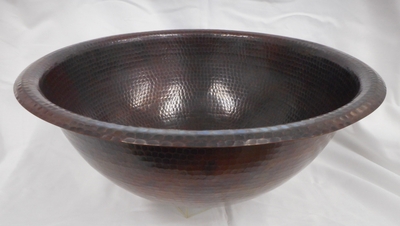 18-1/2 Large Copper Bowl with Rolled Rim | SALE