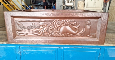 Two Well Copper Farmhouse Kitchen Sink with WHALE Apron Front co | Two Well Farmhouse 9