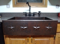 Image Farmhouse Copper Kitchen Sink<B> STAR</B> Design #ST4