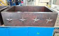 Image Copper Kitchen Farmhouse Sink Single Well<b> 4-TEXAS STARS </b> Design