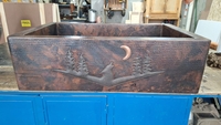 Image Copper Kitchen Farmhouse Sink Single Well <b>Howling Wolf</b> Design