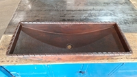 Image Hand Hammered Copper Bathroom Trough Sink with Rope Edging