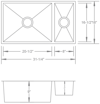 Urban Place Rendition R- ZS-200 70./30 Split Stainless Steel Kitchen ...